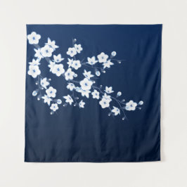 Tapiz Flor de Cerezo Azul Blanco