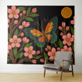 Tapiz Flor de Cerezo Luna Mariposa