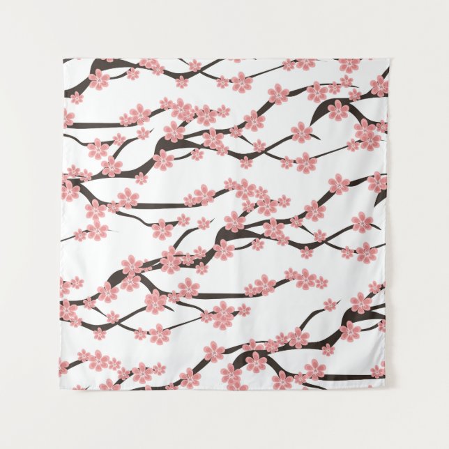 Tapiz Flor de cerezo: Vintage White Seamless. (Anverso)