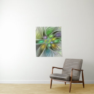 Tapiz Flor de fantasía colorida Resumen moderno Fractal