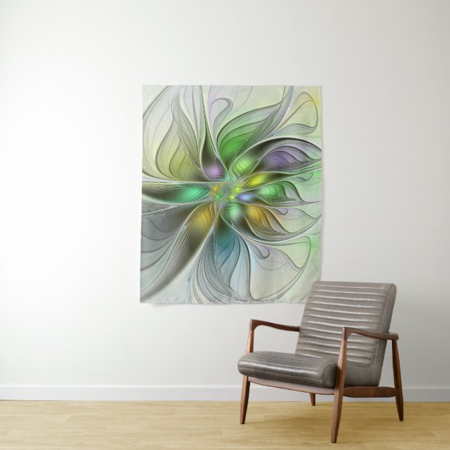 Tapiz Flor de fantasía colorida Resumen moderno Fractal (In situ)
