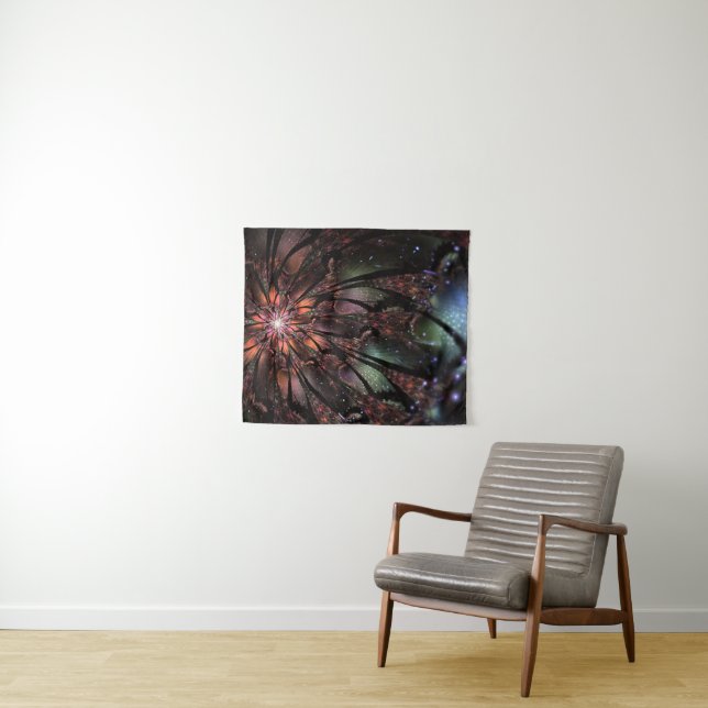 Tapiz Flor de fantasía fractal suave y delicada (In situ (horizontal))