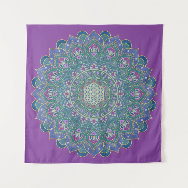 Tapiz Flor de la Vida - Mandala Estilo India 1 (Anverso)