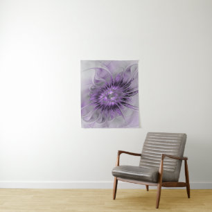 Tapiz Flor de Lavanda Sueño Arte Fractal Resumen Moderno
