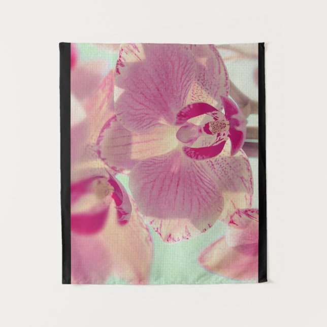 Tapiz Flor de orquídea rosa pastel florida (Anverso)