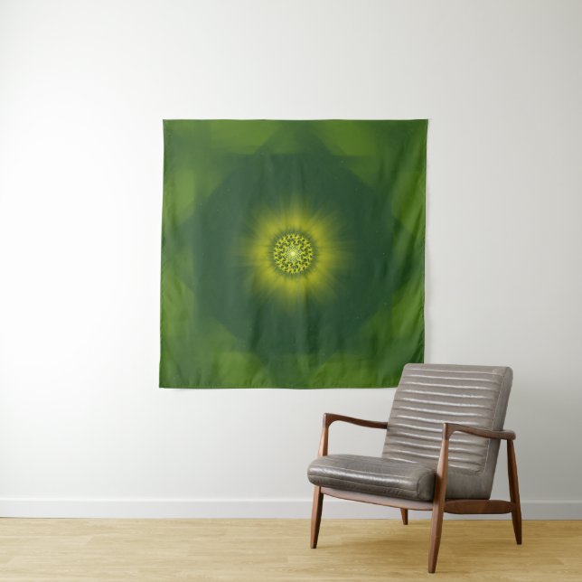 Tapiz Flor de Polvo de Oro – Fractal Botánico (In situ (horizontal))