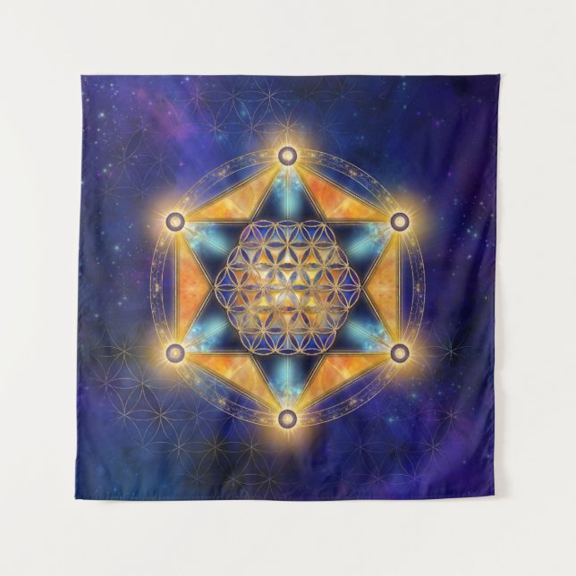 Tapiz Flor de vida Estrella Merkaba - Geometría sagrada (Anverso)
