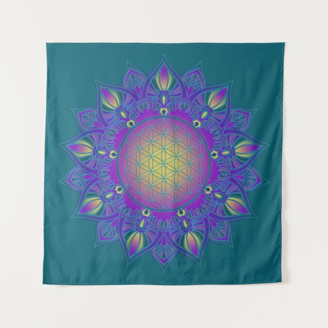 Tapiz Flor de vida - Mandala india 3 (Anverso)