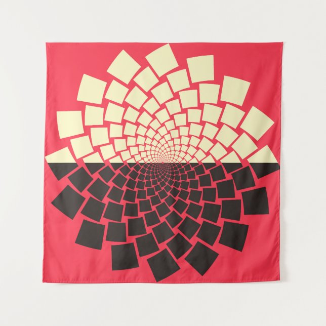 Tapiz Flor estilizada: marfil rojo negro (Anverso)