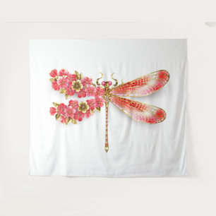 Tapiz Flor libélula con sakura de joyas