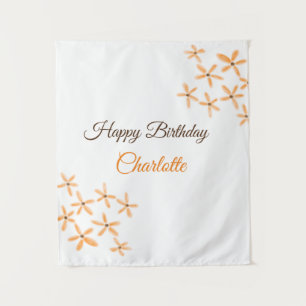 Tapiz flor naranja marrón feliz cumpleaños agregar nombr