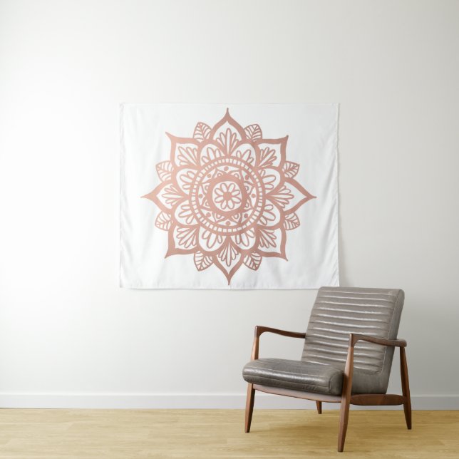 Tapiz Flor Rosa Gold Mandala (In situ (horizontal))