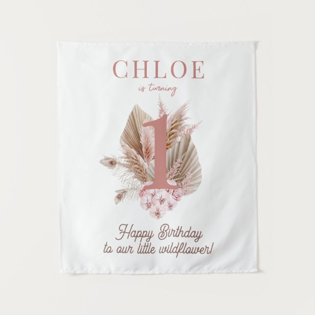 Tapiz Flor silvestre pancarta de cumpleaños 1 (Anverso)
