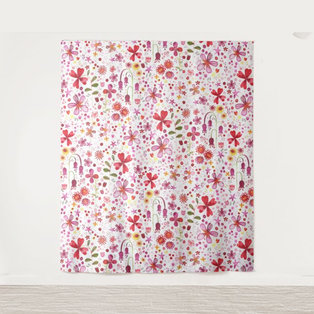 Tapiz Flor silvestre pradera acuarela floral (Anverso)