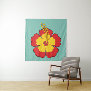 Tapiz Flor tropical hibiscus roja
