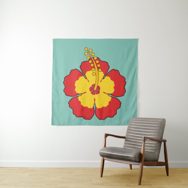 Tapiz Flor tropical hibiscus roja (In situ)