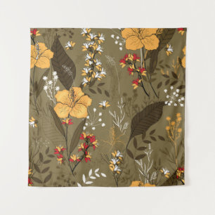 Tapiz Flor y hojas inmaculadas tropicales