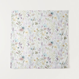 Tapiz Flora de primavera y fauna acuarela floral