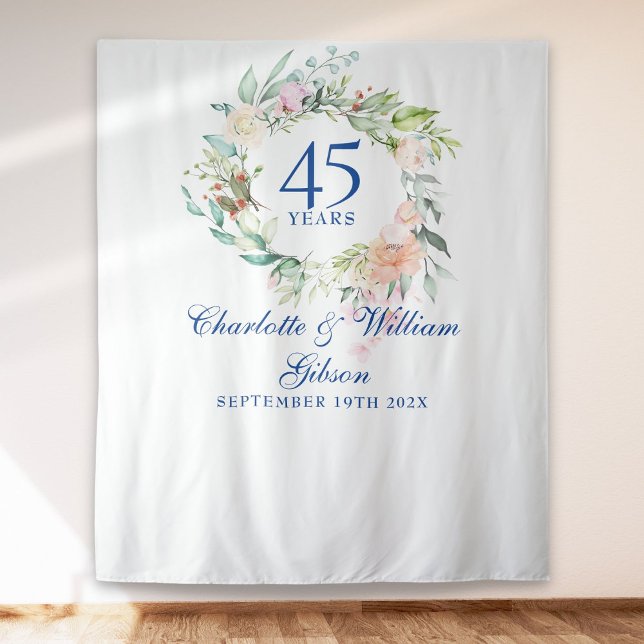 Tapiz Floral 45.º 65º Aniversario Foto Fondo (Floral 45th 65th Anniversary Photo Booth Backdrop)