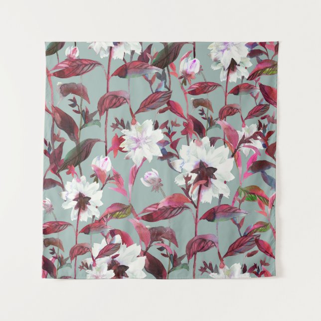 Tapiz Floral acuarela: floros dibujados a mano. (Anverso)