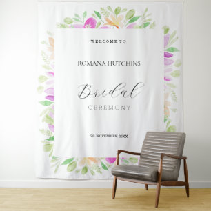 Tapiz Floral Acuarela Pintada a Mano Campestre Romántica