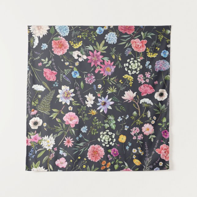 Tapiz Floral acuática: Patrón de verano suave. (Anverso)