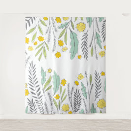 Tapiz floral amarillo menta y gris Sweet Sprigs