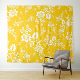 Tapiz Floral Blanca sobre Fondo Amarillo de Primavera