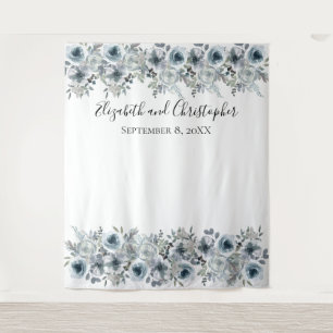 Tapiz Floral Blue Backdrop Prop Wedding Shower