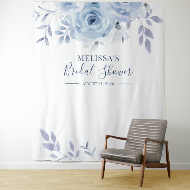 Tapiz Floral Blue Photo Booth Fondo Bridal (In situ)