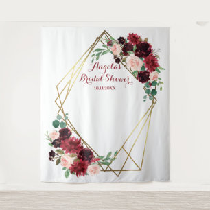 Tapiz Floral Burgundy & blush bridal photo backdrop 