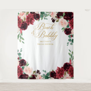 Tapiz Floral Burgundy & blush Bridal Shower backdrop