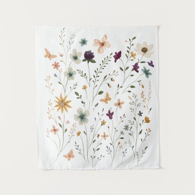 Tapiz Floral & Butterfly,  Whimsical Garden-Inspired  (Anverso)