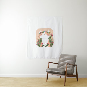 Tapiz Floral Cat Cute cat flor