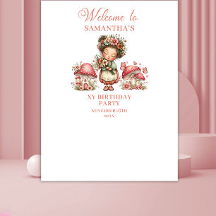 Tapiz Floral Cumpleaños 3 de Hada Mágica Rosa
