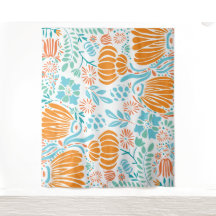 Floral de Boho Azul y naranja