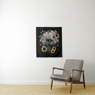 TAPIZ FLORAL DE CALAVERA FLORES
