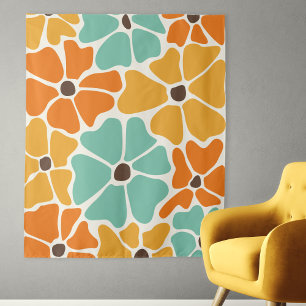 Tapiz Floral de mod retro moderno de mediados de siglo