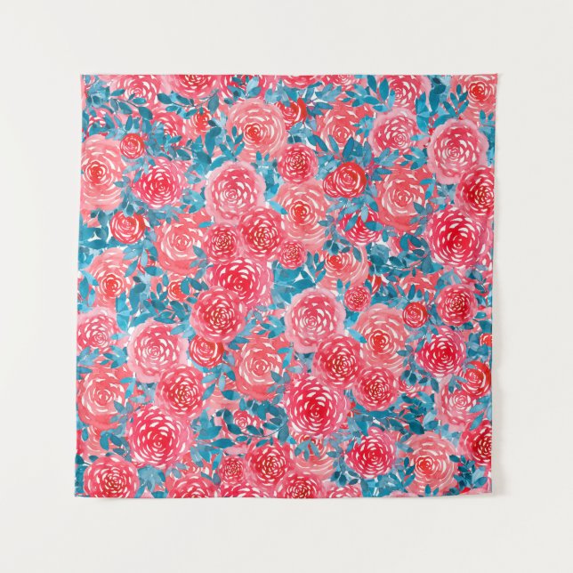 Tapiz Floral de Rosas en Acuarela (Anverso)