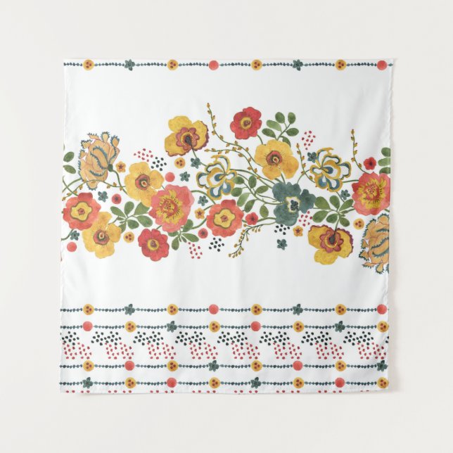 Tapiz Floral Estilizada: Diseño Seamless de Acuarela. (Anverso)