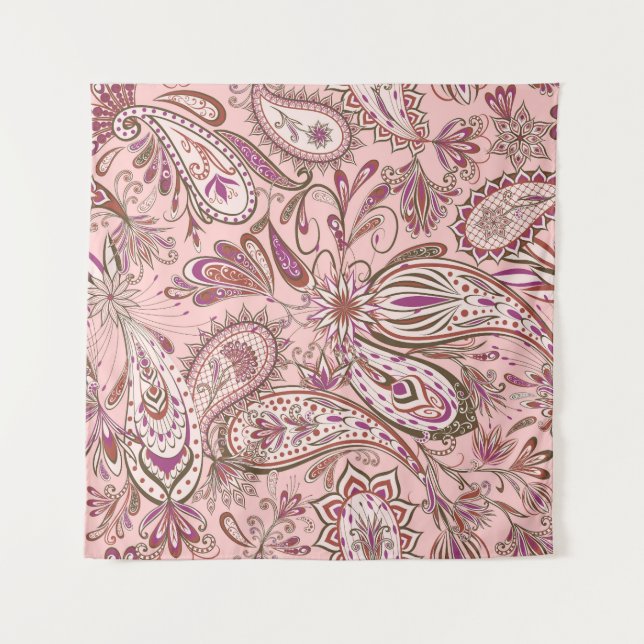 Tapiz Floral étnica: Diseño Paisley Oriental. (Anverso)