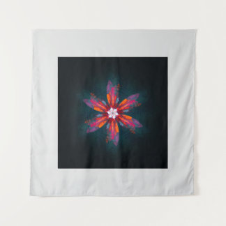 Tapiz Floral Mandala Flores Naranja Azul Rojo Resumen
