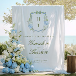 Tapiz Floral Monogram Crest Wedding Backdrop Tapestry