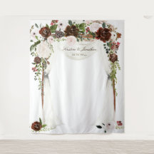 Tapiz Floral Rosa Burgundy Rústico para Boda