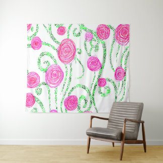 Tapiz Floral rosa y verde