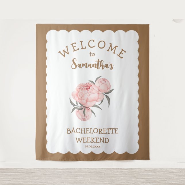 Tapiz Floral Rubor Rosa Girona Dorada Bachelorette (Anverso)