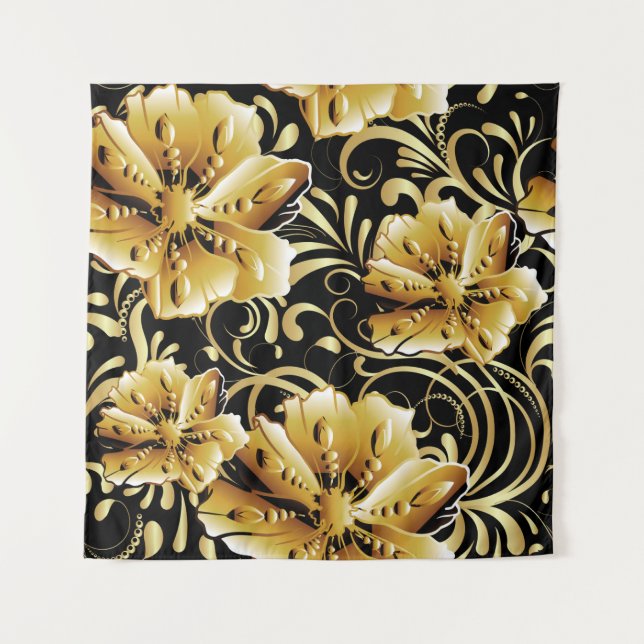 Tapiz Floral seamless pattern. Flourish 3d wallpaper. Or (Anverso)