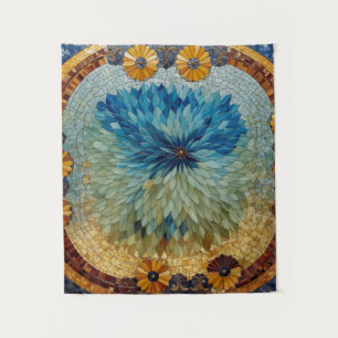 Tapiz Floral Verde Azul Mosaico