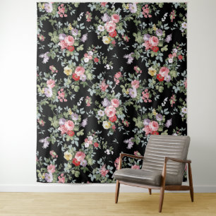 Tapiz Floral Vintage Negro