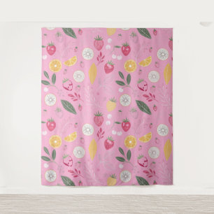 Tapiz floral y de fresa rosa